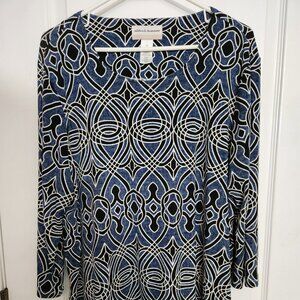 Alfred Dunner Tunic Top 1X 3/4 Sleeve Boatneck